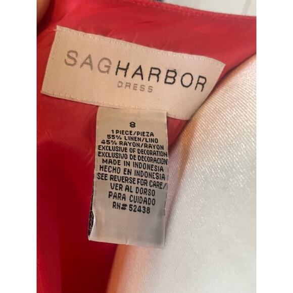 Sag Harbor Women Size 8 Sleeveless Linen Dress Fuschia Pink w/ Embroidery‎ - Picture 4 of 5